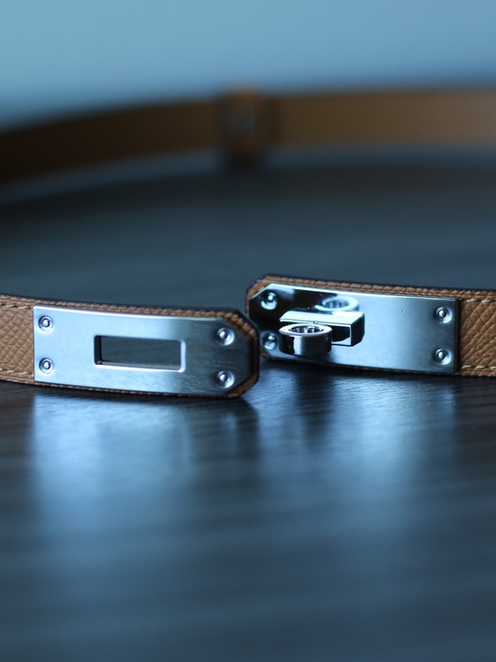 Vera Pelle Tan Leather Belt with Silver Tone Buckle main image 6